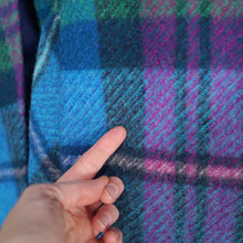 Load image into Gallery viewer, 70s JIMMY HOURIHAN "BORU" LIGHT BLUE, PINK AND GREEN PLAID WOOL CAPE - S-M
