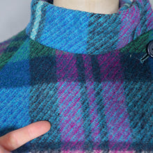 Load image into Gallery viewer, 70s JIMMY HOURIHAN "BORU" LIGHT BLUE, PINK AND GREEN PLAID WOOL CAPE - S-M