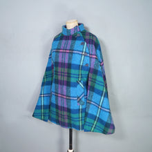 Load image into Gallery viewer, 70s JIMMY HOURIHAN "BORU" LIGHT BLUE, PINK AND GREEN PLAID WOOL CAPE - S-M