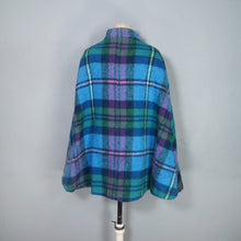 Load image into Gallery viewer, 70s JIMMY HOURIHAN "BORU" LIGHT BLUE, PINK AND GREEN PLAID WOOL CAPE - S-M