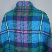 Load image into Gallery viewer, 70s JIMMY HOURIHAN "BORU" LIGHT BLUE, PINK AND GREEN PLAID WOOL CAPE - S-M