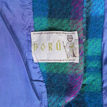 Load image into Gallery viewer, 70s JIMMY HOURIHAN "BORU" LIGHT BLUE, PINK AND GREEN PLAID WOOL CAPE - S-M
