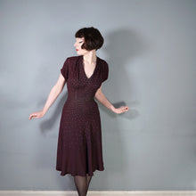 Load image into Gallery viewer, 40s BROWN ALL OVER SILVER RHINESTONE CREPE COCKTAIL DRESS - M