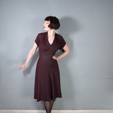 Load image into Gallery viewer, 40s BROWN ALL OVER SILVER RHINESTONE CREPE COCKTAIL DRESS - M
