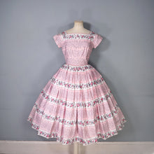 Load image into Gallery viewer, 50s SPECTACULAR PINK HORROCKSES FULL SKIRTED ROSE PRINT DRESS - XS-S