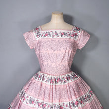 Load image into Gallery viewer, 50s SPECTACULAR PINK HORROCKSES FULL SKIRTED ROSE PRINT DRESS - XS-S