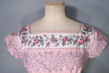 Load image into Gallery viewer, 50s SPECTACULAR PINK HORROCKSES FULL SKIRTED ROSE PRINT DRESS - XS-S