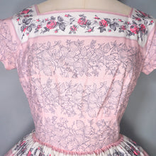 Load image into Gallery viewer, 50s SPECTACULAR PINK HORROCKSES FULL SKIRTED ROSE PRINT DRESS - XS-S