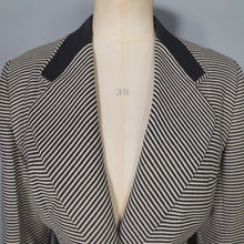Load image into Gallery viewer, 50s 60s MORNESSA BLACK AND WHITE STRIPED 2 PIECE SKIRT SUIT - XS-S