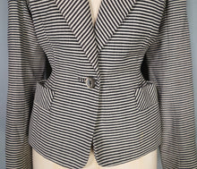 Load image into Gallery viewer, 50s 60s MORNESSA BLACK AND WHITE STRIPED 2 PIECE SKIRT SUIT - XS-S