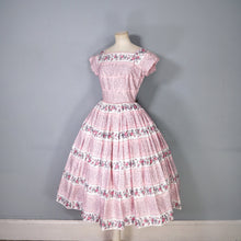 Load image into Gallery viewer, 50s SPECTACULAR PINK HORROCKSES FULL SKIRTED ROSE PRINT DRESS - XS-S