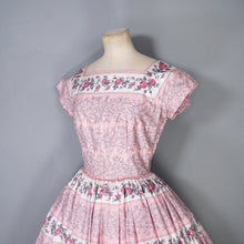 Load image into Gallery viewer, 50s SPECTACULAR PINK HORROCKSES FULL SKIRTED ROSE PRINT DRESS - XS-S
