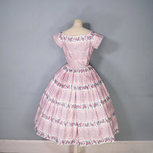 Load image into Gallery viewer, 50s SPECTACULAR PINK HORROCKSES FULL SKIRTED ROSE PRINT DRESS - XS-S