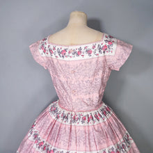 Load image into Gallery viewer, 50s SPECTACULAR PINK HORROCKSES FULL SKIRTED ROSE PRINT DRESS - XS-S