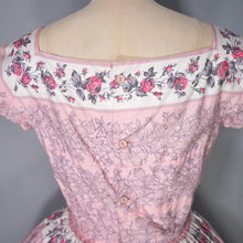 Load image into Gallery viewer, 50s SPECTACULAR PINK HORROCKSES FULL SKIRTED ROSE PRINT DRESS - XS-S
