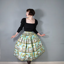 Load image into Gallery viewer, 50s SCENIC TRAVEL ROME / ITALIAN LANDMARKS NOVELTY PRINT FULL COTTON SKIRT - 26&quot;