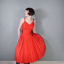 Load image into Gallery viewer, 50s ELEGANT STRAPPY FULL SKIRTED RED LACE AND SATIN PARTY / EVENING DRESS - S-M