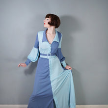 Load image into Gallery viewer, 70s "LUCILLE" TONETONE GREY AND BABY BLUE MAXI DRESS - S