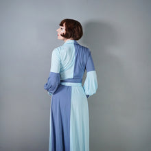 Load image into Gallery viewer, 70s "LUCILLE" TONETONE GREY AND BABY BLUE MAXI DRESS - S