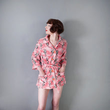 Load image into Gallery viewer, 50s PINK NOVELTY SEA HORSE PATTERN TERRY TOWELLING ROBE / BEACH JACKET - FREE SIZE
