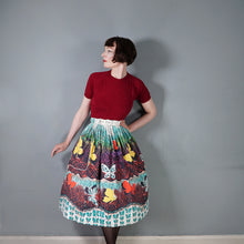 Load image into Gallery viewer, 50s GOR-RAY COLOURFUL BUTTERFLY BORDR PRINT FULL COTTON SKIRT WITH BELT - 25&quot;