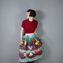 Load image into Gallery viewer, 50s GOR-RAY COLOURFUL BUTTERFLY BORDR PRINT FULL COTTON SKIRT WITH BELT - 25&quot;