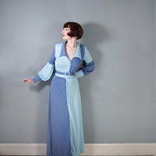 Load image into Gallery viewer, 70s "LUCILLE" TONETONE GREY AND BABY BLUE MAXI DRESS - S