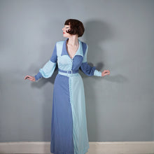 Load image into Gallery viewer, 70s "LUCILLE" TONETONE GREY AND BABY BLUE MAXI DRESS - S