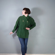 Load image into Gallery viewer, 50s 60s GREEN SWING MINI COAT JACKET WITH BUILT IN HAND MUFF - M