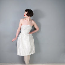 Load image into Gallery viewer, 60s BLANES SILVER AND WHITE STRAPLESS COCKTAIL DRESS - XS