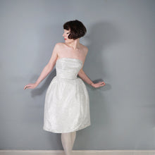 Load image into Gallery viewer, 60s BLANES SILVER AND WHITE STRAPLESS COCKTAIL DRESS - XS