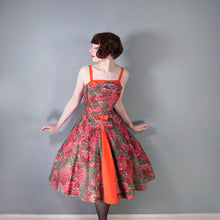 Load image into Gallery viewer, 50s COLE OF CALIFORNIA RED FULL SKIRTED SUN DRESS WITH SHIRRING - XS