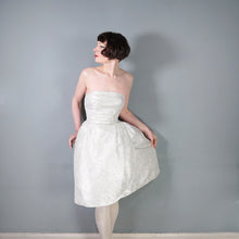 Load image into Gallery viewer, 60s BLANES SILVER AND WHITE STRAPLESS COCKTAIL DRESS - XS