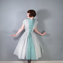 Load image into Gallery viewer, 50s GREEN STRIPED HORROCKSES FASHIONS FULL SKIRTED COTTON DRESS - S