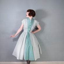 Load image into Gallery viewer, 50s GREEN STRIPED HORROCKSES FASHIONS FULL SKIRTED COTTON DRESS - S