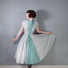 Load image into Gallery viewer, 50s GREEN STRIPED HORROCKSES FASHIONS FULL SKIRTED COTTON DRESS - S