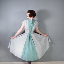 Load image into Gallery viewer, 50s GREEN STRIPED HORROCKSES FASHIONS FULL SKIRTED COTTON DRESS - S