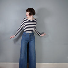 Load image into Gallery viewer, 70s ORIGINAL HIGH WAISTED FLARED DENIM BLUE JEANS WITH PATCH POCKETS - S