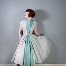 Load image into Gallery viewer, 50s GREEN STRIPED HORROCKSES FASHIONS FULL SKIRTED COTTON DRESS - S