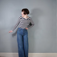 Load image into Gallery viewer, 70s ORIGINAL HIGH WAISTED FLARED DENIM BLUE JEANS WITH PATCH POCKETS - S