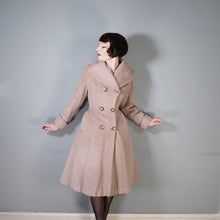 Load image into Gallery viewer, 50s HUBER LIGHT BROWN / STONE COLOURED WOOL PRINCESS COAT - S-M