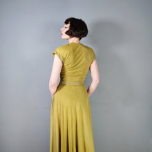Load image into Gallery viewer, 40s SLINKY LIGHT GREEN RAYON JERSEY MAXI DRESS WITH GOLD STUDS - XS-S
