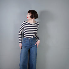 Load image into Gallery viewer, 70s ORIGINAL HIGH WAISTED FLARED DENIM BLUE JEANS WITH PATCH POCKETS - S