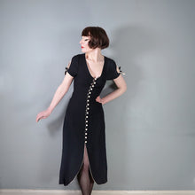 Load image into Gallery viewer, 70s UNLABELED BUS STOP BLACK AND WHITE CREPE MAXI DRESS - XS