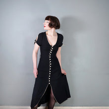 Load image into Gallery viewer, 70s UNLABELED BUS STOP BLACK AND WHITE CREPE MAXI DRESS - XS