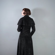 Load image into Gallery viewer, 60s 70s CLOBBER / JEFF BANKS GOTHIC BLACK CHENILLE MAXI COAT WITH CAPE SHOULDER - XS