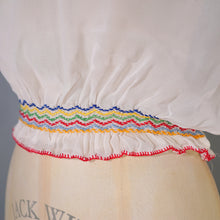 Load image into Gallery viewer, 60s SHEER WHITE HAND EMBROIDERED HUNGARIAN FOLK SMOCK BLOUSE - M