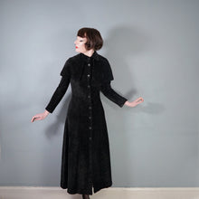 Load image into Gallery viewer, 60s 70s CLOBBER / JEFF BANKS GOTHIC BLACK CHENILLE MAXI COAT WITH CAPE SHOULDER - XS