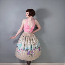 Load image into Gallery viewer, 50s PALE BROWN VICTORIAN STREET SCENE NOVELTY PRINT FULL SKIRT - 25.5"