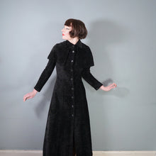 Load image into Gallery viewer, 60s 70s CLOBBER / JEFF BANKS GOTHIC BLACK CHENILLE MAXI COAT WITH CAPE SHOULDER - XS
